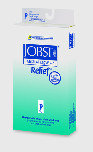 Jobst Relief 20-30 Thigh C/T Black Medium  Silicone Band